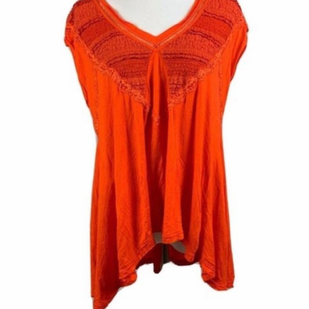 Free people burgundy lace short sleeve